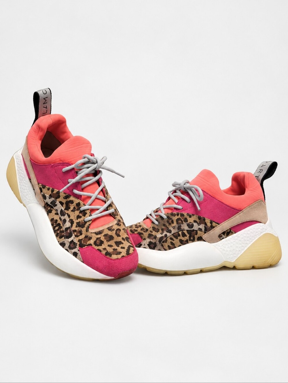 Stella McCartney Eclypse Leopard Pink Chunky Sneakers Designer EU 39